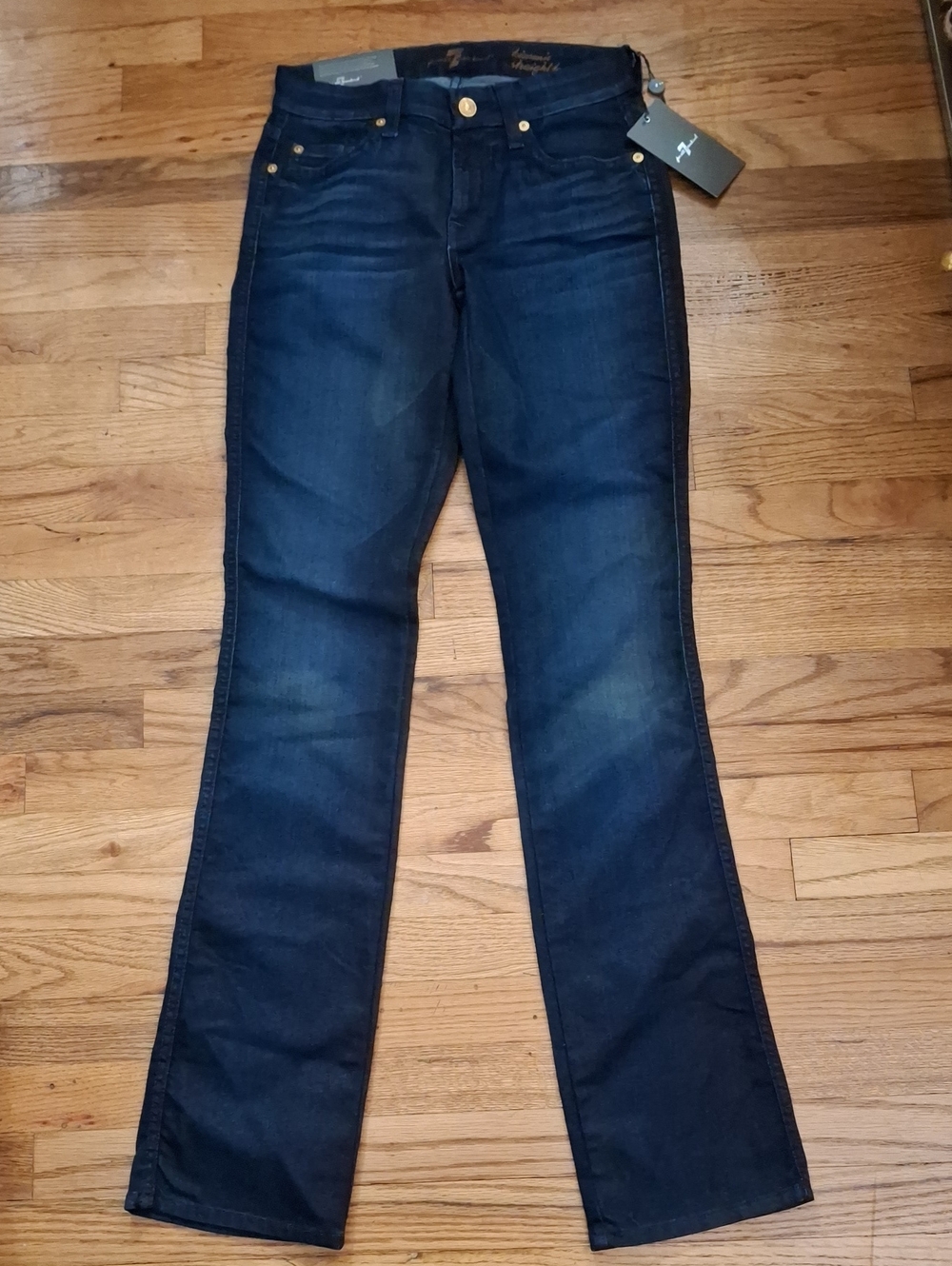 NWT 7 For All Mankinf Kimmie Straight With Contour Waist Dark Wash Jean_1